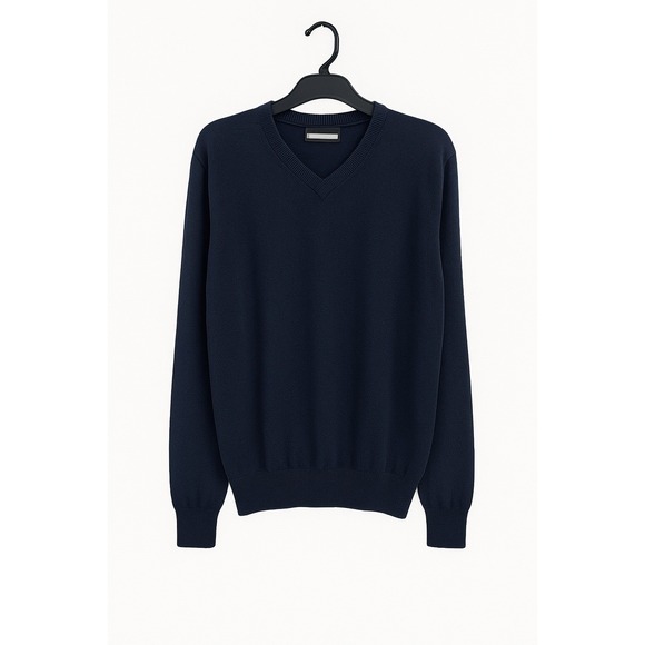 Peter Millar XL Men's Dark Blue V-Neck Sweater Cotton Cashmere Lightweight Knit - Picture 2 of 3